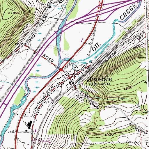 Topographic Map of Hinsdale, NY
