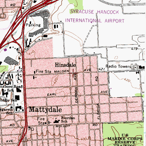 Topographic Map of Hinsdale, NY