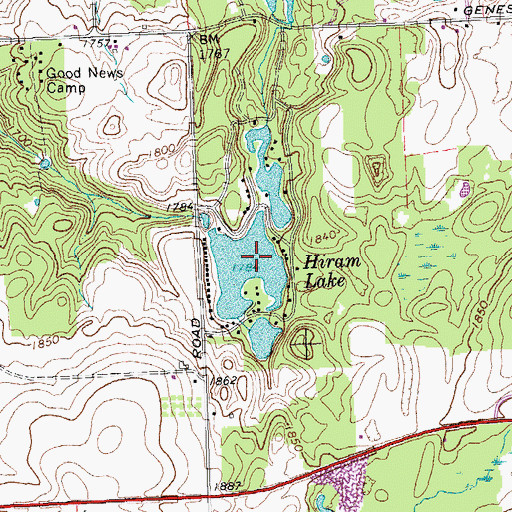 Topographic Map of Hiram Lake, NY