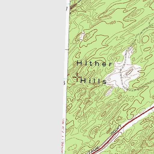 Topographic Map of Hither Hills, NY