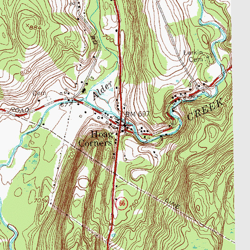 Topographic Map of Hoag Corners, NY
