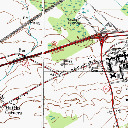 Topographic Map of Hoag Cemetery, NY