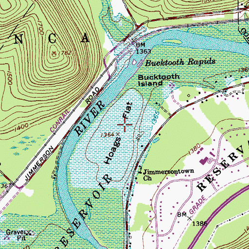 Topographic Map of Hoags Flat, NY