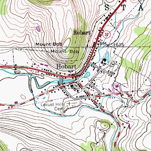 Topographic Map of Hobart, NY