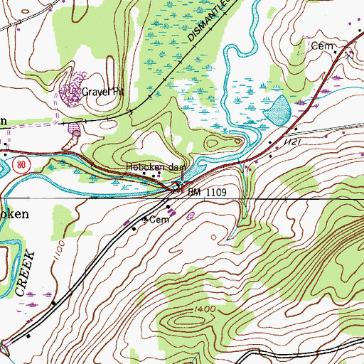 Topographic Map of Hoboken Dam, NY