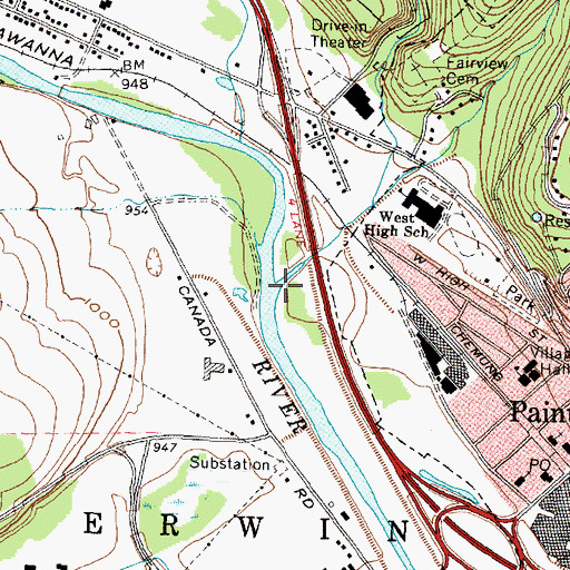 Topographic Map of Hodgmans Creek, NY