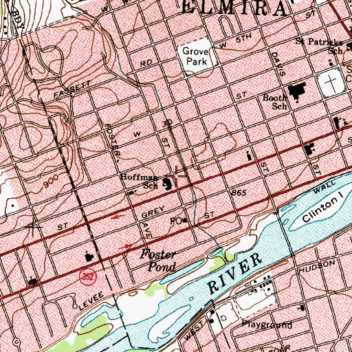 Topographic Map of Hoffman School (historical), NY