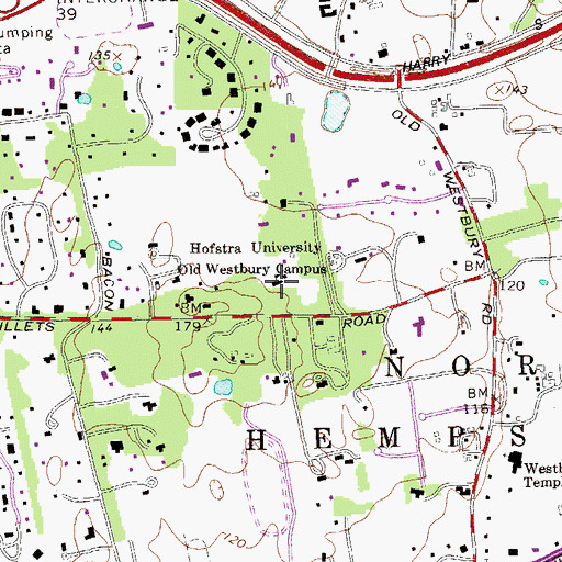 Topographic Map of Hofstra University Old Westbury Campus, NY