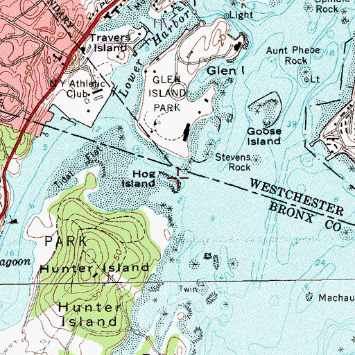 Topographic Map of Hog Island, NY