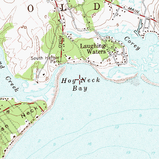 Topographic Map of Hog Neck Bay, NY