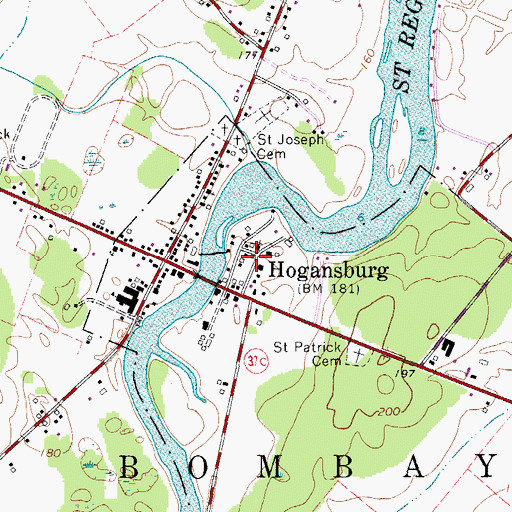 Topographic Map of Hogansburg, NY