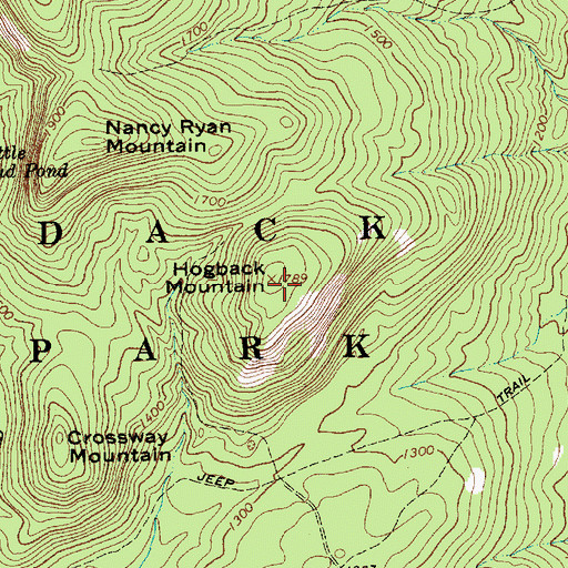 Topographic Map of Hogback Mountain, NY