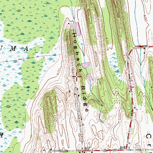Topographic Map of Hogback Ridge, NY