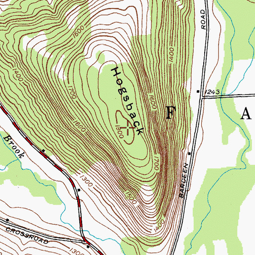 Topographic Map of Hogsback, NY