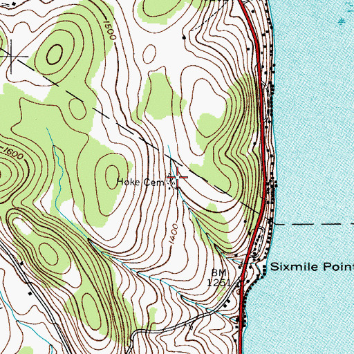 Topographic Map of Hoke Cemetery, NY