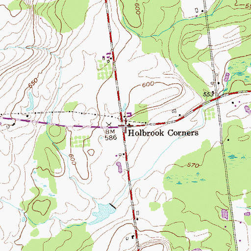 Topographic Map of Holbrook Corners, NY