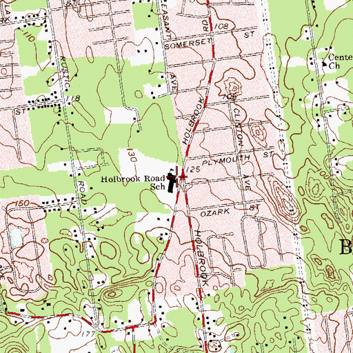 Topographic Map of Holbrook Road School, NY