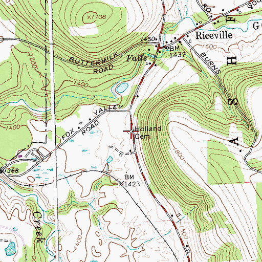 Topographic Map of Holland Cemetery, NY