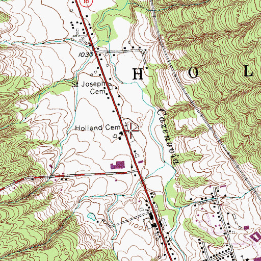 Topographic Map of Holland Cemetery, NY