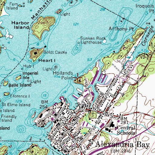 Topographic Map of Hollands Point, NY