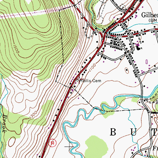 Topographic Map of Hollis Cemetery, NY
