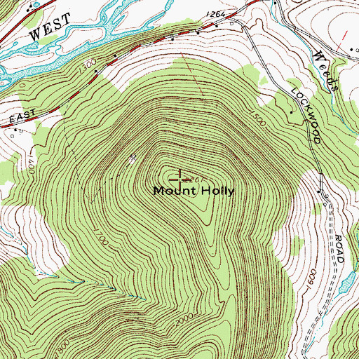 Topographic Map of Mount Holly, NY