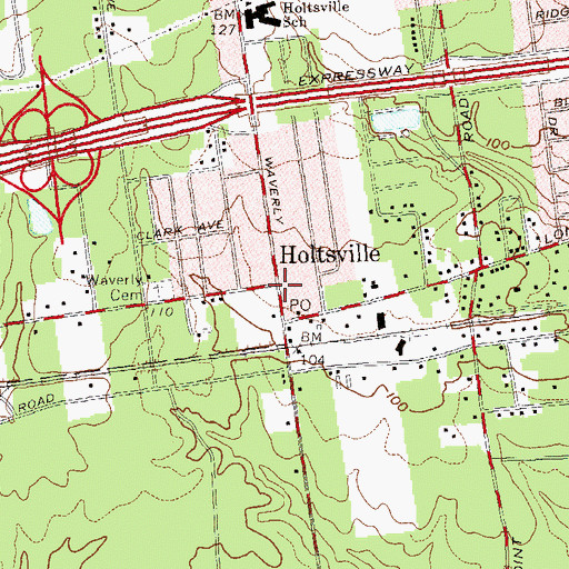 Topographic Map of Holtsville, NY