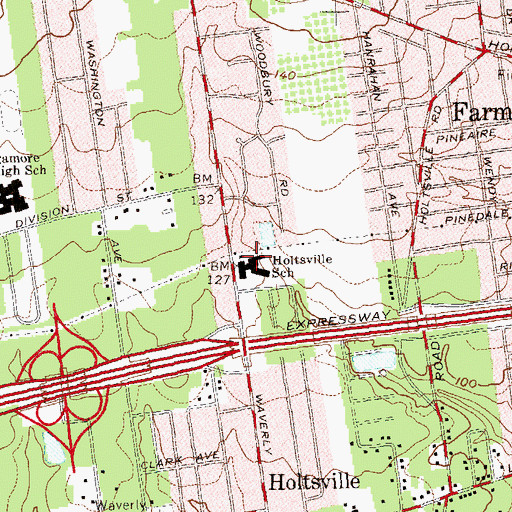 Topographic Map of Holtsville School, NY