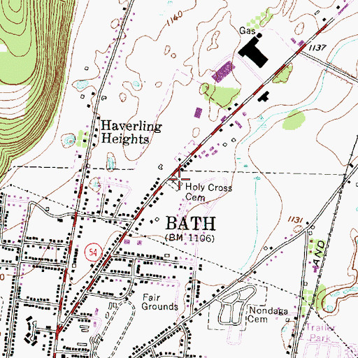 Topographic Map of Holy Sepulchre Roman Catholic Cemetery, NY