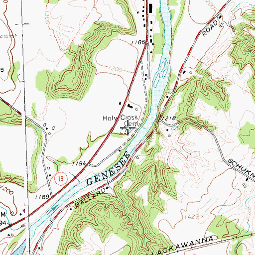 Topographic Map of Holy Cross Cemetery, NY