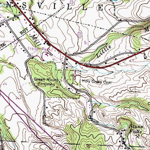Topographic Map of Holy Cross Cemetery, NY