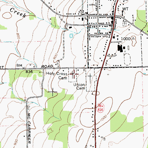 Topographic Map of Holy Cross Cemetery, NY