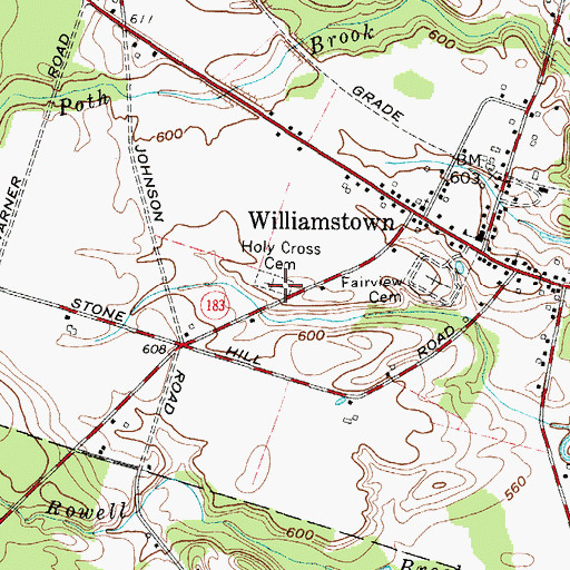 Topographic Map of Holy Cross Cemetery, NY