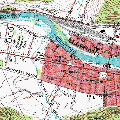 Topographic Map of Holy Cross School, NY