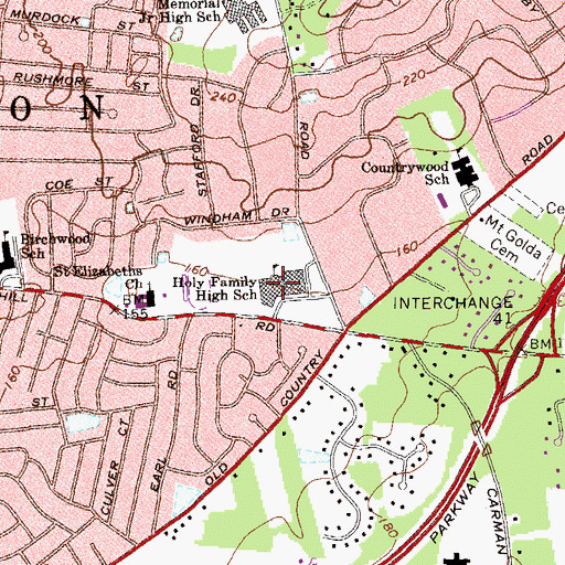 Topographic Map of Saint Anthony's High School, NY