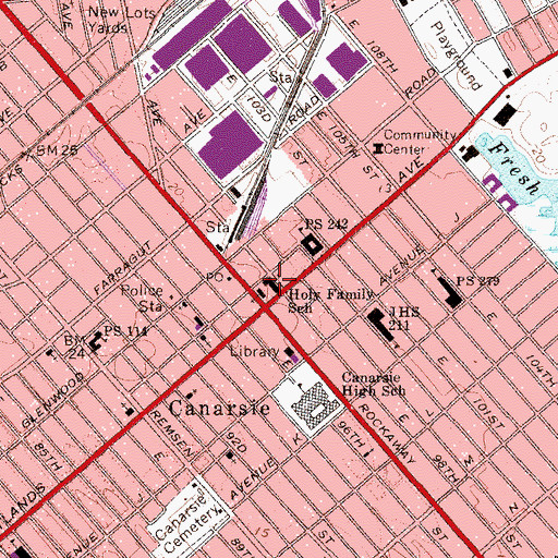 Topographic Map of Holy Family School, NY
