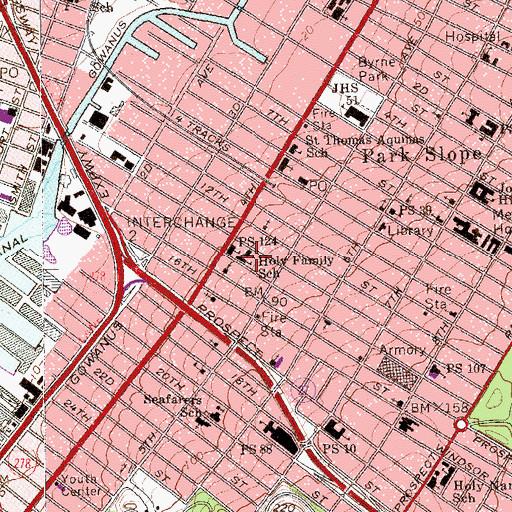 Topographic Map of Holy Family School, NY