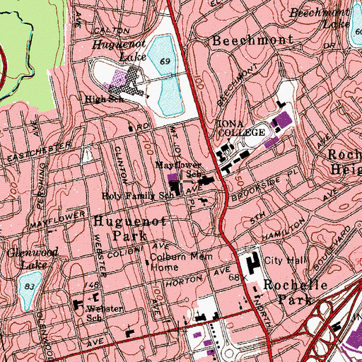 Topographic Map of Holy Family School (historical), NY