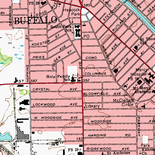 Topographic Map of Holy Family School, NY