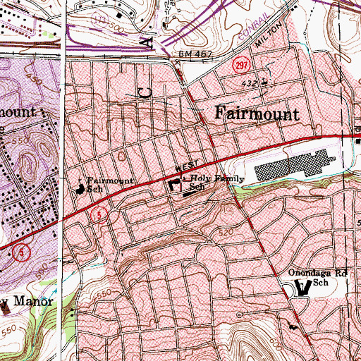 Topographic Map of Holy Family School, NY