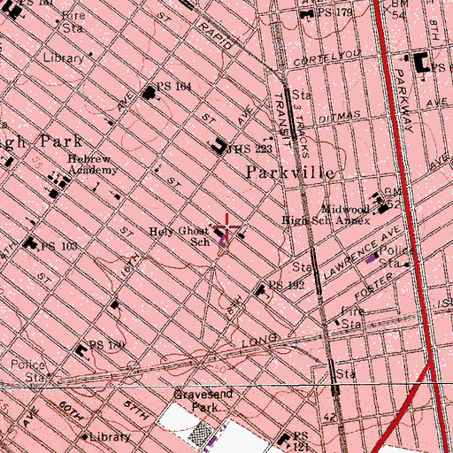 Topographic Map of Holy Ghost School, NY
