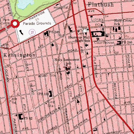 Topographic Map of Holy Innocents School, NY