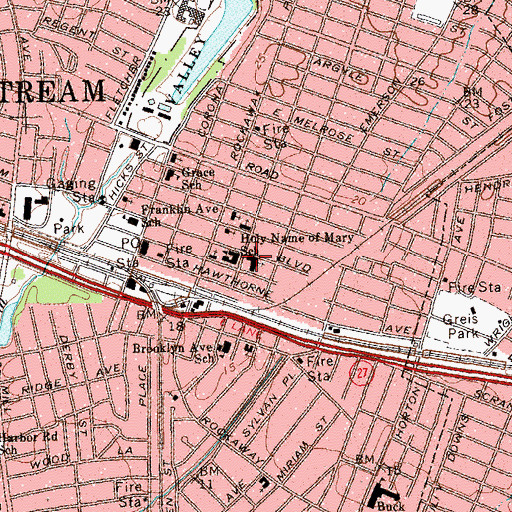 Topographic Map of Holy Name of Mary School, NY