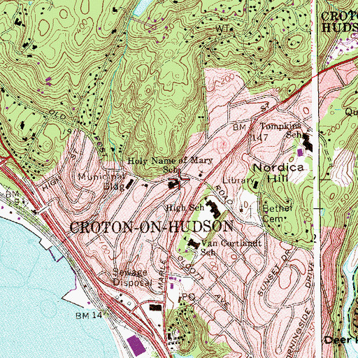Topographic Map of Holy Name of Mary School, NY
