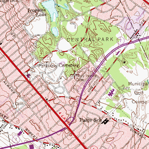 Topographic Map of Holy Name of Jesus Cemetery, NY