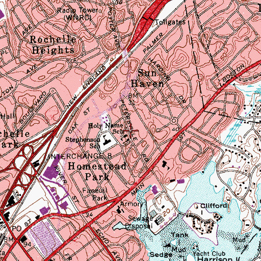 Topographic Map of Holy Name School, NY