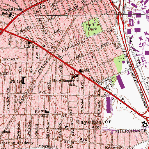 Topographic Map of Holy Rosary School, NY