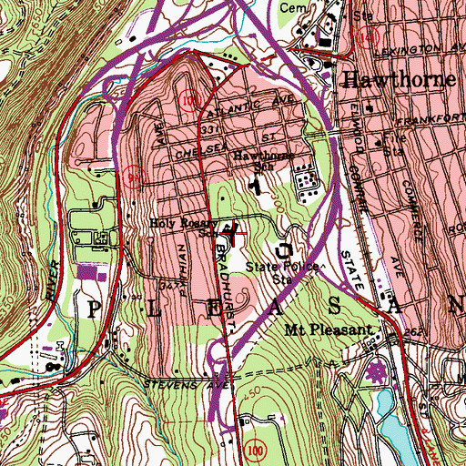 Topographic Map of Holy Rosary School, NY