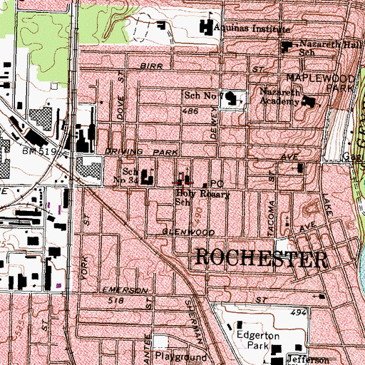 Topographic Map of Cathedral School at Holy Rosary, NY