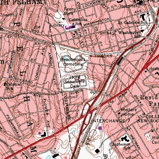 Topographic Map of Holy Sepulchre Cemetery, NY